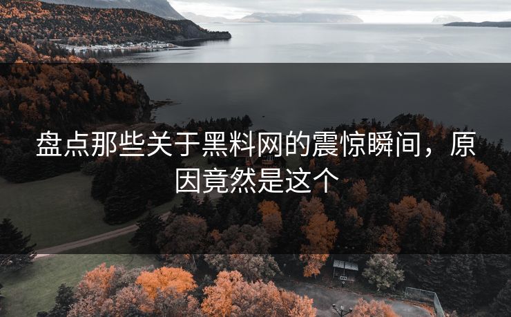 盘点那些关于黑料网的震惊瞬间，原因竟然是这个