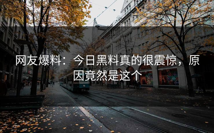 网友爆料：今日黑料真的很震惊，原因竟然是这个
