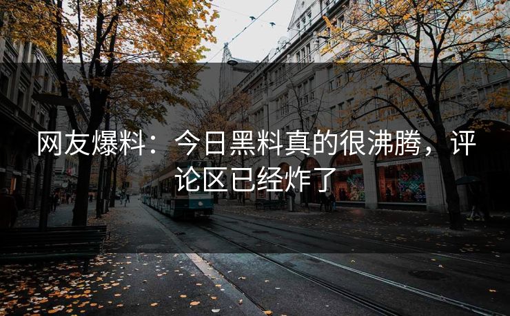 网友爆料：今日黑料真的很沸腾，评论区已经炸了