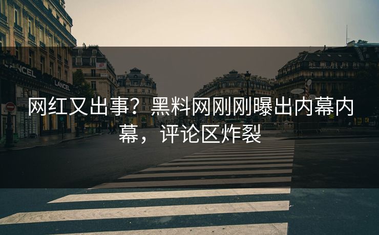 网红又出事？黑料网刚刚曝出内幕内幕，评论区炸裂