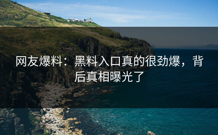 网友爆料：黑料入口真的很劲爆，背后真相曝光了