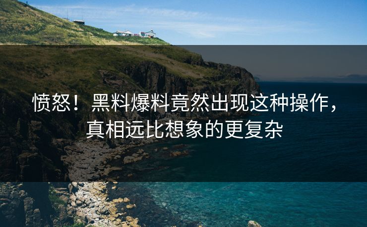 愤怒！黑料爆料竟然出现这种操作，真相远比想象的更复杂