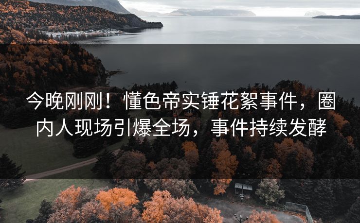 今晚刚刚！懂色帝实锤花絮事件，圈内人现场引爆全场，事件持续发酵