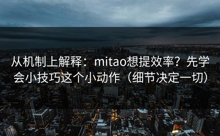 从机制上解释：mitao想提效率？先学会小技巧这个小动作（细节决定一切）